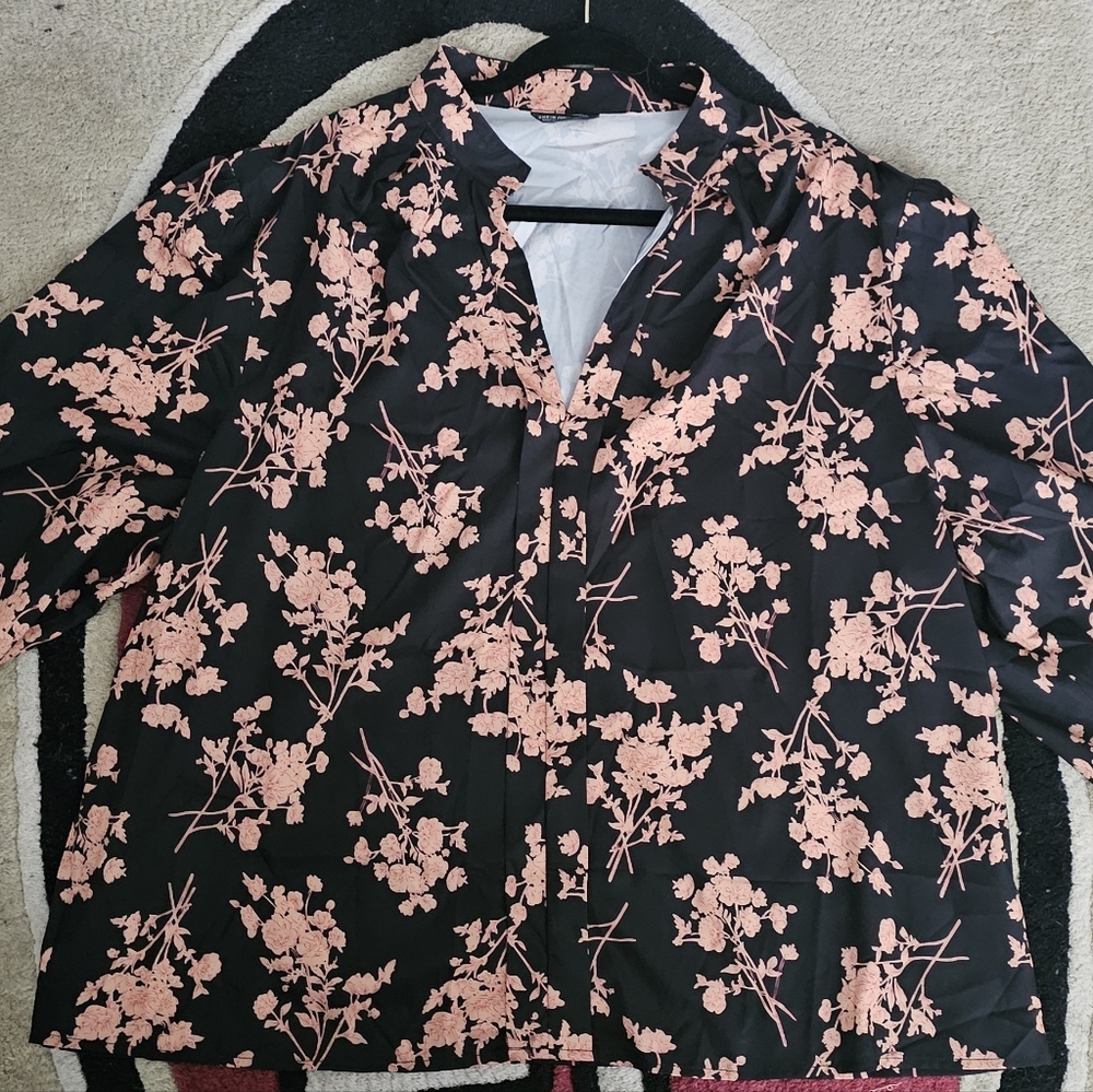 Black and Tan Floral Blouse